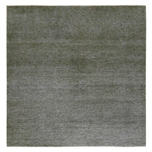 Load image into Gallery viewer, 10&#39;x10&#39; Grandma Gray, Undyed Modern Grass Design, Tone on Tone, Hand Knotted, 100% Wool, Bohemian Square Oriental Rug FWR479940