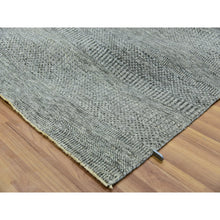 Load image into Gallery viewer, 10&#39;x10&#39; Grandma Gray, Undyed Modern Grass Design, Tone on Tone, Hand Knotted, 100% Wool, Bohemian Square Oriental Rug FWR479940