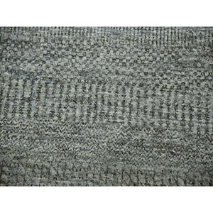 10'x10' Grandma Gray, Undyed Modern Grass Design, Tone on Tone, Hand Knotted, 100% Wool, Bohemian Square Oriental Rug FWR479940