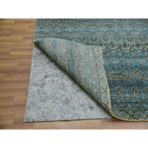 10'x10' Dodger Blue, Kohinoor Herat Plush Vibrant Wool, Hand Knotted, All Over Small Geometric Repetitive Diamond Shaped Motifs, Square Oriental Rug FWR479952