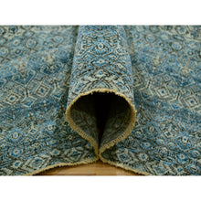 Load image into Gallery viewer, 10&#39;x10&#39; Dodger Blue, Kohinoor Herat Plush Vibrant Wool, Hand Knotted, All Over Small Geometric Repetitive Diamond Shaped Motifs, Square Oriental Rug FWR479952