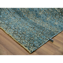 Load image into Gallery viewer, 10&#39;x10&#39; Dodger Blue, Kohinoor Herat Plush Vibrant Wool, Hand Knotted, All Over Small Geometric Repetitive Diamond Shaped Motifs, Square Oriental Rug FWR479952