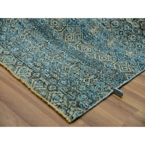 10'x10' Dodger Blue, Kohinoor Herat Plush Vibrant Wool, Hand Knotted, All Over Small Geometric Repetitive Diamond Shaped Motifs, Square Oriental Rug FWR479952