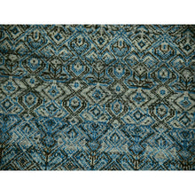 Load image into Gallery viewer, 10&#39;x10&#39; Dodger Blue, Kohinoor Herat Plush Vibrant Wool, Hand Knotted, All Over Small Geometric Repetitive Diamond Shaped Motifs, Square Oriental Rug FWR479952