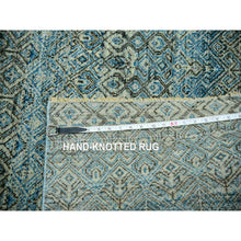 Load image into Gallery viewer, 10&#39;x10&#39; Dodger Blue, Kohinoor Herat Plush Vibrant Wool, Hand Knotted, All Over Small Geometric Repetitive Diamond Shaped Motifs, Square Oriental Rug FWR479952