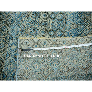 10'x10' Dodger Blue, Kohinoor Herat Plush Vibrant Wool, Hand Knotted, All Over Small Geometric Repetitive Diamond Shaped Motifs, Square Oriental Rug FWR479952