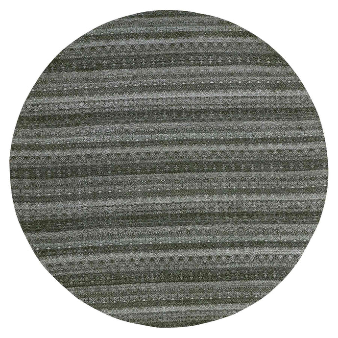 12'x12' Graphite Gray, All Plush Wool, Small Geometric Repetitive Motifs Round Kohinoor Herat Pattern, Hand Knotted, Oriental Rug FWR479994