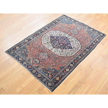 Load image into Gallery viewer, 4&#39;1&quot;x6&#39;4&quot; Brick Red, Antique Persian Fereghan Sarouk Hand Knotted Pure Wool, Even Wear, Good Condition, Oriental Rug FWR483612