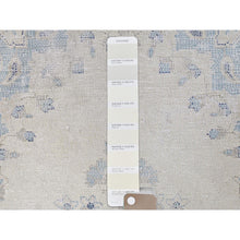 Load image into Gallery viewer, 2&#39;4&quot;x4&#39;6&quot; Ivory, Worn Wool Hand Knotted, Old Persian Kerman Shabby Chic Cropped Thin Distressed Look, Oriental Rug FWR491850