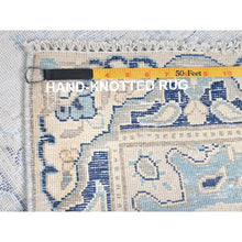 Load image into Gallery viewer, 2&#39;4&quot;x4&#39;6&quot; Ivory, Worn Wool Hand Knotted, Old Persian Kerman Shabby Chic Cropped Thin Distressed Look, Oriental Rug FWR491850