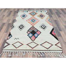 Load image into Gallery viewer, 4&#39;x6&#39;4&quot; Ivory, Moroccan Berber Influence with Geometric Medallions , Natural Dyes, Extra Soft Wool, Hand Knotted, Oriental Rug FWR497862