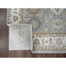 Load image into Gallery viewer, 8&#39;x8&#39; Gray and Ivory, Karajeh Design with Geometric Medallion, Natural Wool, Square Oriental Rug FWR505230