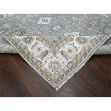 Load image into Gallery viewer, 8&#39;x8&#39; Gray and Ivory, Karajeh Design with Geometric Medallion, Natural Wool, Square Oriental Rug FWR505230