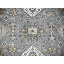 Load image into Gallery viewer, 8&#39;x8&#39; Gray and Ivory, Karajeh Design with Geometric Medallion, Natural Wool, Square Oriental Rug FWR505230