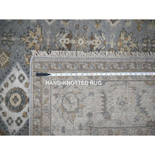 Load image into Gallery viewer, 8&#39;x8&#39; Gray and Ivory, Karajeh Design with Geometric Medallion, Natural Wool, Square Oriental Rug FWR505230