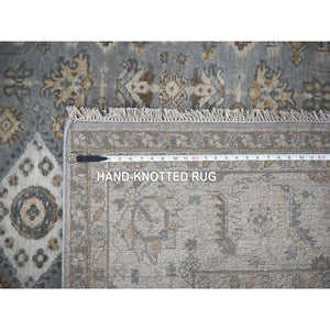 8'x8' Gray and Ivory, Karajeh Design with Geometric Medallion, Natural Wool, Square Oriental Rug FWR505230