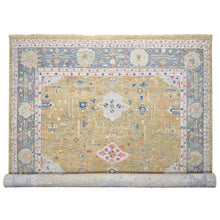 Load image into Gallery viewer, 12&#39;x14&#39;10&quot; Moss Green with Glaucous Blue, Oushak Design, Supple Collection, Plush and Lush Soft Pile, Organic Wool, Hand Knotted, Oversized Oriental Rug FWR507612