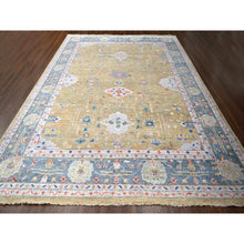 Load image into Gallery viewer, 12&#39;x14&#39;10&quot; Moss Green with Glaucous Blue, Oushak Design, Supple Collection, Plush and Lush Soft Pile, Organic Wool, Hand Knotted, Oversized Oriental Rug FWR507612