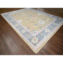 Load image into Gallery viewer, 12&#39;x14&#39;10&quot; Moss Green with Glaucous Blue, Oushak Design, Supple Collection, Plush and Lush Soft Pile, Organic Wool, Hand Knotted, Oversized Oriental Rug FWR507612