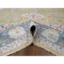 Load image into Gallery viewer, 12&#39;x14&#39;10&quot; Moss Green with Glaucous Blue, Oushak Design, Supple Collection, Plush and Lush Soft Pile, Organic Wool, Hand Knotted, Oversized Oriental Rug FWR507612