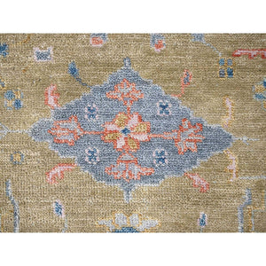 12'x14'10" Moss Green with Glaucous Blue, Oushak Design, Supple Collection, Plush and Lush Soft Pile, Organic Wool, Hand Knotted, Oversized Oriental Rug FWR507612