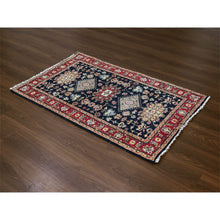 Load image into Gallery viewer, 3&#39;x5&#39; Denim Black, Karajeh Design with All Over Pattern, Vegetable Dyes, Soft Pile, Natural Wool, Hand Knotted, Oriental Rug FWR508266