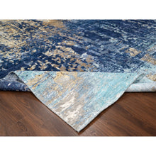 Load image into Gallery viewer, 12&#39;x12&#39; Brewers Blue, Modern Wool and Silk Mosaic Design with Mix of Gold, Hand Knotted Persian Knot, Denser Weave, Oriental Square Rug FWR508362