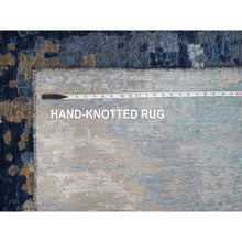 Load image into Gallery viewer, 12&#39;x12&#39; Brewers Blue, Modern Wool and Silk Mosaic Design with Mix of Gold, Hand Knotted Persian Knot, Denser Weave, Oriental Square Rug FWR508362