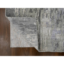 Load image into Gallery viewer, 2&#39;9&quot;x23&#39;8&quot; Sonic with Timberwolf Gray, Dense Weave, Abstract with Mosaic Design, Wool and Silk, Hand Knotted, XL Runner Persian Knot Oriental Rug FWR508368