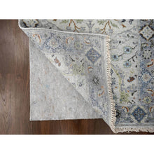 Load image into Gallery viewer, 2&#39;8&quot;x27&#39;8&quot; Oyster Gray, 100% Wool, Denser Weave, Hand Knotted, Vegetable Dyes, Oushak with Floral Motifs, XL Runner Oriental Rug FWR508410