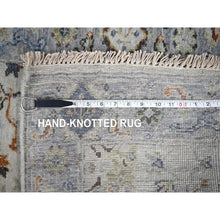 Load image into Gallery viewer, 2&#39;8&quot;x27&#39;8&quot; Oyster Gray, 100% Wool, Denser Weave, Hand Knotted, Vegetable Dyes, Oushak with Floral Motifs, XL Runner Oriental Rug FWR508410