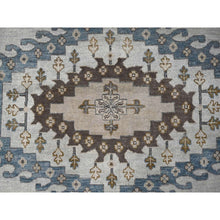 Load image into Gallery viewer, 12&#39;x12&#39; Cloud Gray, Densely Woven, Hand Knotted Persian Village Influence with Geometrical Medallions, Vegetable Dyes Extra Soft Wool, Round Oriental Rug FWR508572