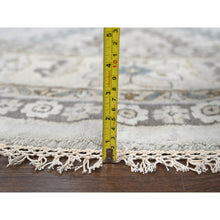 Load image into Gallery viewer, 12&#39;x12&#39; Cloud Gray, Densely Woven, Hand Knotted Persian Village Influence with Geometrical Medallions, Vegetable Dyes Extra Soft Wool, Round Oriental Rug FWR508572