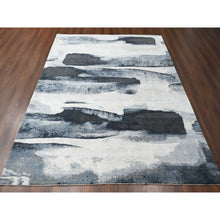 Load image into Gallery viewer, 8&#39;10&quot;x11&#39;9&quot; Asphalt Black, Modern Abstract Design, Hand Knotted, Organic Wool, Nepali Weave, Oriental Rug FWR508584