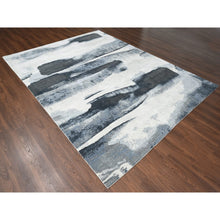 Load image into Gallery viewer, 8&#39;10&quot;x11&#39;9&quot; Asphalt Black, Modern Abstract Design, Hand Knotted, Organic Wool, Nepali Weave, Oriental Rug FWR508584