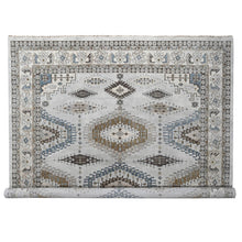 Load image into Gallery viewer, 12&#39;x12&#39; Matte Silver Gray, Hand Knotted, Soft Wool, Natural Dyes, Persian Village with Geometric Motifs, Square Oriental Rug FWR508656