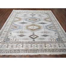 Load image into Gallery viewer, 12&#39;x12&#39; Matte Silver Gray, Hand Knotted, Soft Wool, Natural Dyes, Persian Village with Geometric Motifs, Square Oriental Rug FWR508656