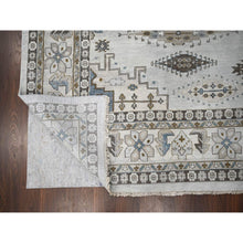 Load image into Gallery viewer, 12&#39;x12&#39; Matte Silver Gray, Hand Knotted, Soft Wool, Natural Dyes, Persian Village with Geometric Motifs, Square Oriental Rug FWR508656