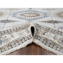 Load image into Gallery viewer, 12&#39;x12&#39; Matte Silver Gray, Hand Knotted, Soft Wool, Natural Dyes, Persian Village with Geometric Motifs, Square Oriental Rug FWR508656