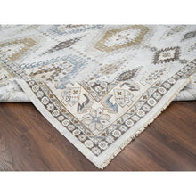 Load image into Gallery viewer, 12&#39;x12&#39; Matte Silver Gray, Hand Knotted, Soft Wool, Natural Dyes, Persian Village with Geometric Motifs, Square Oriental Rug FWR508656