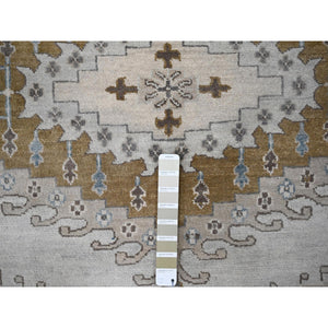 12'x12' Matte Silver Gray, Hand Knotted, Soft Wool, Natural Dyes, Persian Village with Geometric Motifs, Square Oriental Rug FWR508656