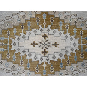 12'x12' Matte Silver Gray, Hand Knotted, Soft Wool, Natural Dyes, Persian Village with Geometric Motifs, Square Oriental Rug FWR508656