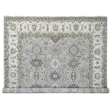 Load image into Gallery viewer, 11&#39;x11&#39; Agreeable Gray and Delicate White, Karajeh with All Over Geometric Design, Hand Knotted, Squarish Oriental 100% Wool Rug FWR508788