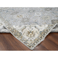 Load image into Gallery viewer, 11&#39;x11&#39; Agreeable Gray and Delicate White, Karajeh with All Over Geometric Design, Hand Knotted, Squarish Oriental 100% Wool Rug FWR508788