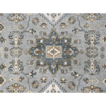 Load image into Gallery viewer, 11&#39;x11&#39; Agreeable Gray and Delicate White, Karajeh with All Over Geometric Design, Hand Knotted, Squarish Oriental 100% Wool Rug FWR508788