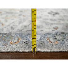 Load image into Gallery viewer, 2&#39;7&quot;x21&#39;8&quot; Seagull Gray, Hand Knotted Natural Dyes Oushak with Floral Motifs, Densely Woven, All Wool, XL Runner Oriental Rug FWR508848