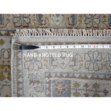 Load image into Gallery viewer, 2&#39;8&quot;x14&#39;1&quot; Habor Haze Gray With Ivory Border, Extra Soft Wool, Natural Dyes, Denser Weave, Hand Knotted Persian Village Inspired Geometric Medallions Design, Soft Pile, Oriental Runner Rug FWR508980