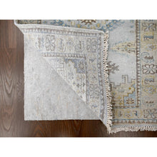 Load image into Gallery viewer, 2&#39;9&quot;x29&#39;10&quot; Skylight Gray, Pure Wool Persian Village Influence Design, Hand Knotted Large Geometrical Motifs, Denser Weave, Oriental XL Runner Rug FWR508986