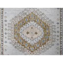 Load image into Gallery viewer, 2&#39;9&quot;x29&#39;10&quot; Skylight Gray, Pure Wool Persian Village Influence Design, Hand Knotted Large Geometrical Motifs, Denser Weave, Oriental XL Runner Rug FWR508986