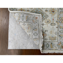 Load image into Gallery viewer, 2&#39;9&quot;x13&#39;8&quot; Snowbound White With American Silver Gray, Tribal Geometric Motifs Hand Knotted Karajeh Design, Vegetable Dyes, Soft Pile, 100% Wool, Runner Oriental Rug FWR509046